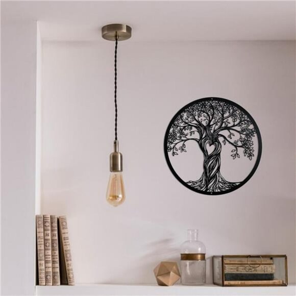 Acopelo Tree of Life Wall Decor Rustic Black Metal Art Sculpture Living Room - Picture 7 of 8